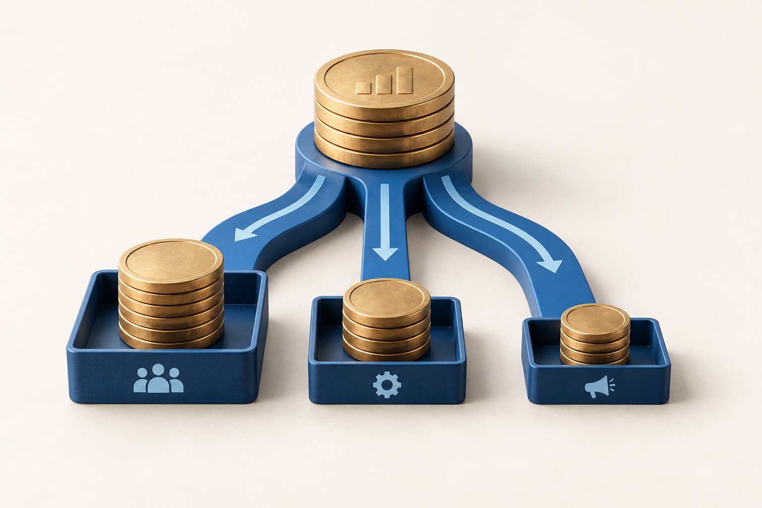 Cheltuieli distribuite către trei centre de profit